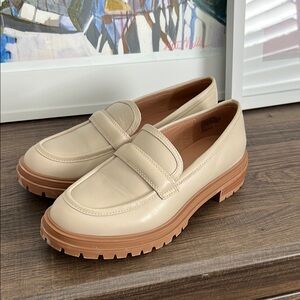 Madewell Cream and Brown Chunky Sole Loafers